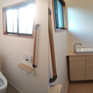 広くて使いやすいトイレに。欲しかった手洗い器も、シンプルなものをセレクト。